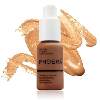 

PHOERA Face Foundation Cream Waterproof Liquid Foundation Whitening Concealer Facial Matte Base Make Up TSLM1