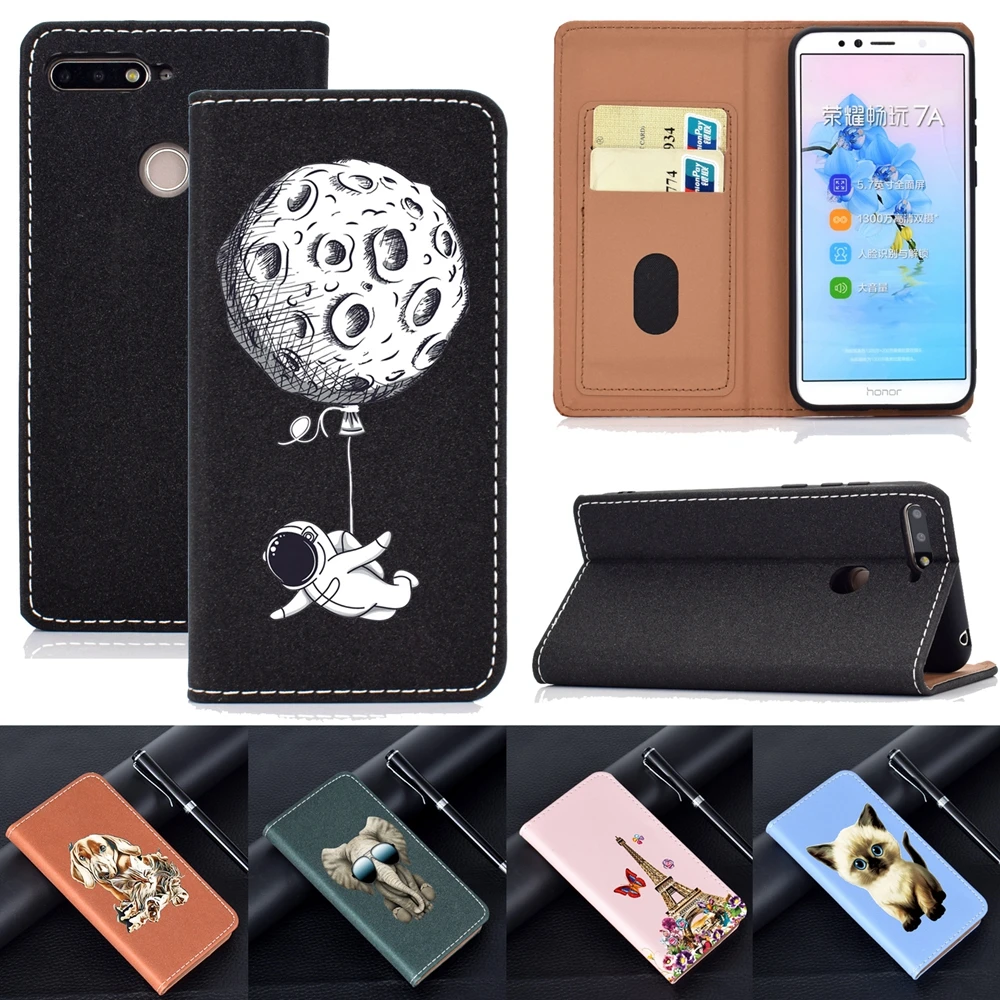 Красный кожаный чехол mi 7 для Funda Xiao Red 7A с милым котиком Магнитный Флип бумажник 8