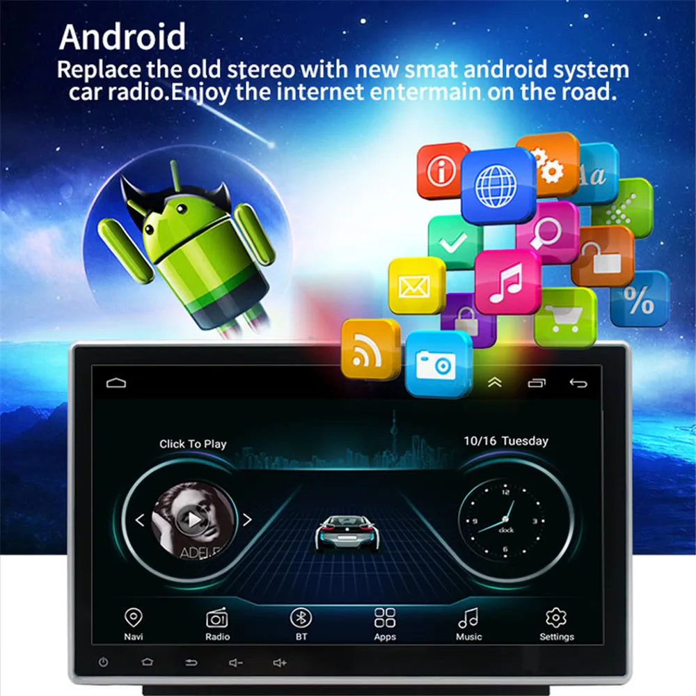 Clearance Android 9.1 Quad Core Car Multimedia Player Universal Double 2Din Car Radio Stereo Audio Player Autoradio GPS Navigation BT USB 0