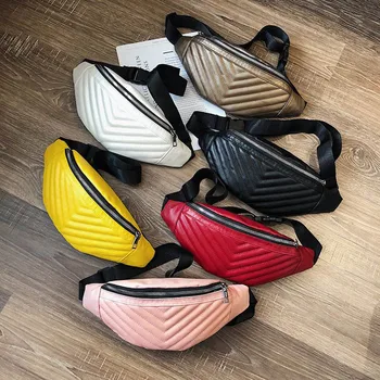 

Stripe Women's Waist Bag PU Leather Female Belt Bags Fashion Ladies Chest Bags High quality Fanny Pack Pouch Phone Purse YB395