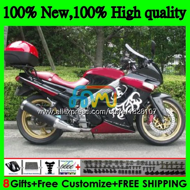 Корпус для KAWASAKI ZZR-250 90 95 96 97 98 99 ZZR 250 90-99 27BS. 42 ZZR250 1990 темно-красный Горячая 1995 1996 1997 1998 1999 комплект обтекателей
