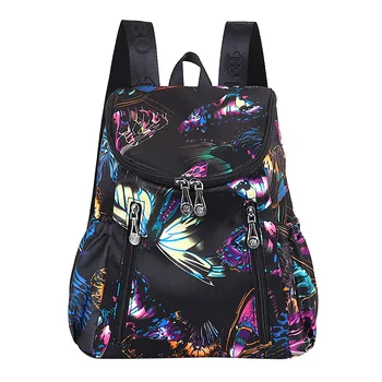 

New Shoulder Bag Nylon Cloth Flower Ethnic Style Backpack Women's Fashion Large capacity leisure Computer Bag student bag G09127