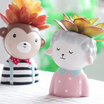 

Animal Succulent Plant Pot Flower Pot Planter Bonsai Cactus Mini Flower Pot Dog Monkey Sheep Moss Home Garden Decor