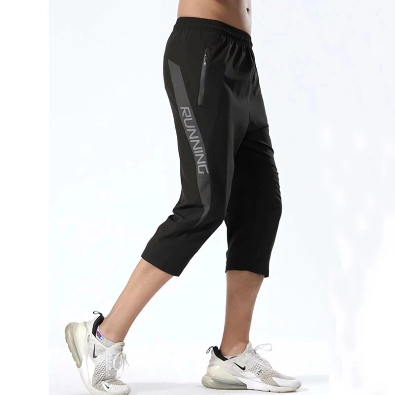 Men's 3/4 Running Sport Pants With Zipper Pockets Training Joggings Men Pants Soccer Pants Fitness Pants For Men 2