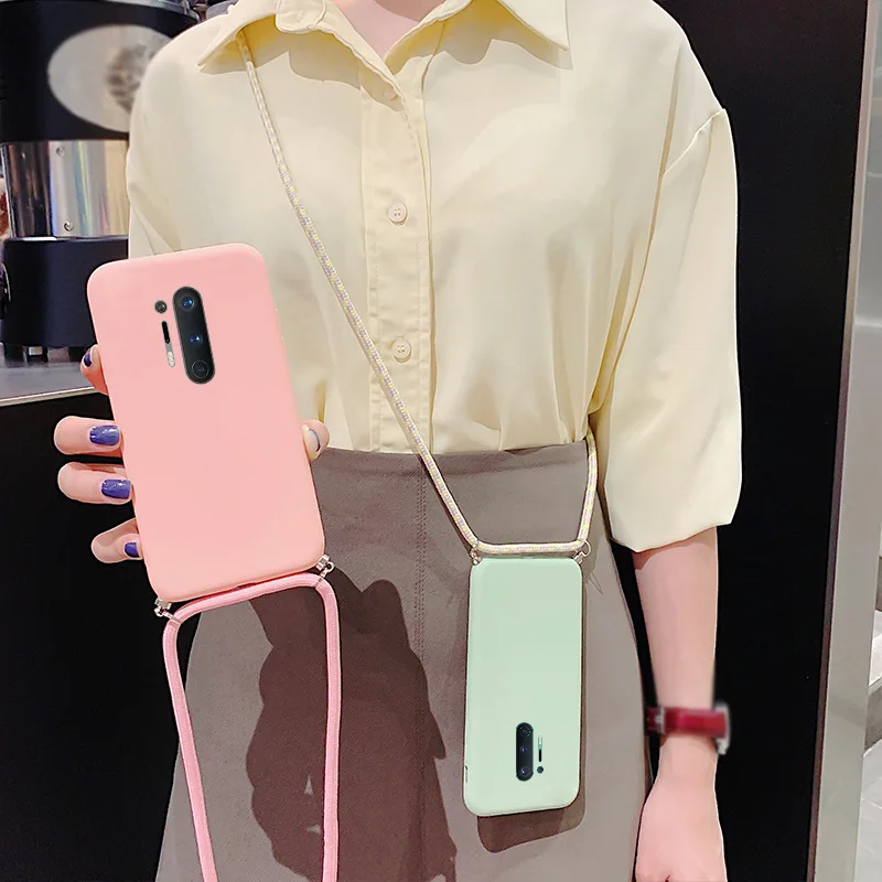 for Oneplus 9 8 Pro 8 7T Pro 7T Case Liquid Silicon Rope