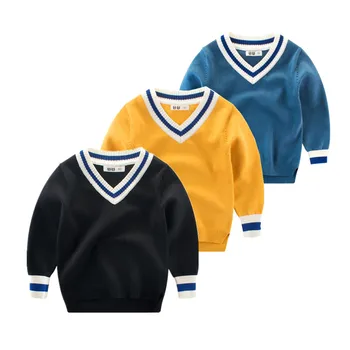 

2020 Spring And Autumn New Casual Children's Clothes Knit Sweater Warm Long Sleeve V-neck Pullovers Tops Knit Sweater For Boys