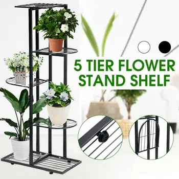 

5 Tier Iron Craft Flower Shelf Multi-layer Household Shelf Wrought Iron Living Room Flowerpot Green Flower Stand Garden Decor