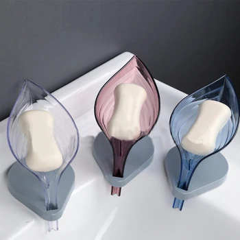 

Beautiful Stylish Design Leaf Shape Soap Box Leafology Decorative Drainage Soap Holder Without Punch Hole Convenient To Mount