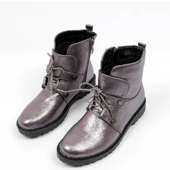 

European and American plus size women's boots low heel round toe Martin boots British style autumn and winter fashion boots