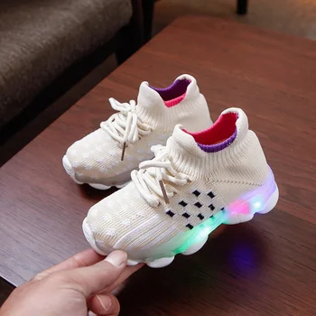 

Children Shoes for Girl Boy Sneakers Casual Breathable LED Candy Pattern Flashing Sole Lace-Up Sports Shoes9
