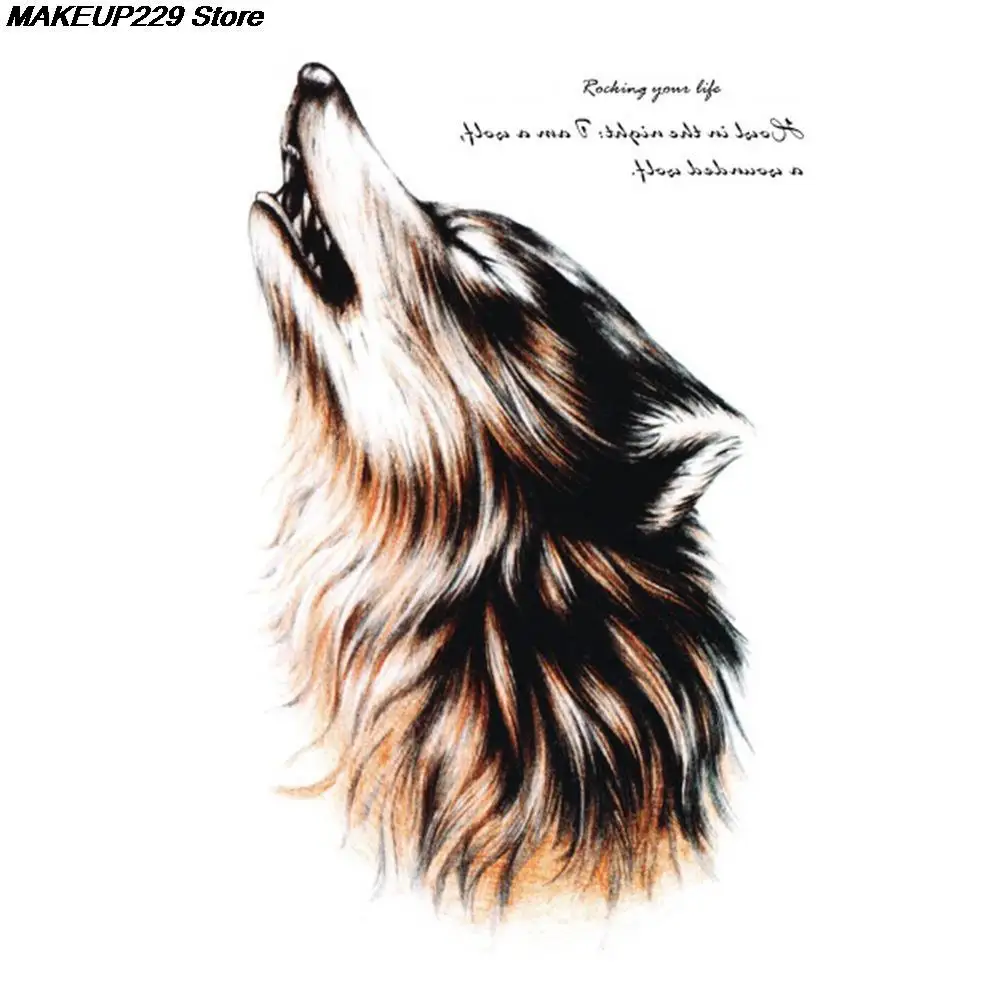 Waterproof Temporary Tattoo Sticker wolf moon Fake Tatto Flash Tatoo Hand Arm middle size art Tattoos for boy Women Men | Красота и