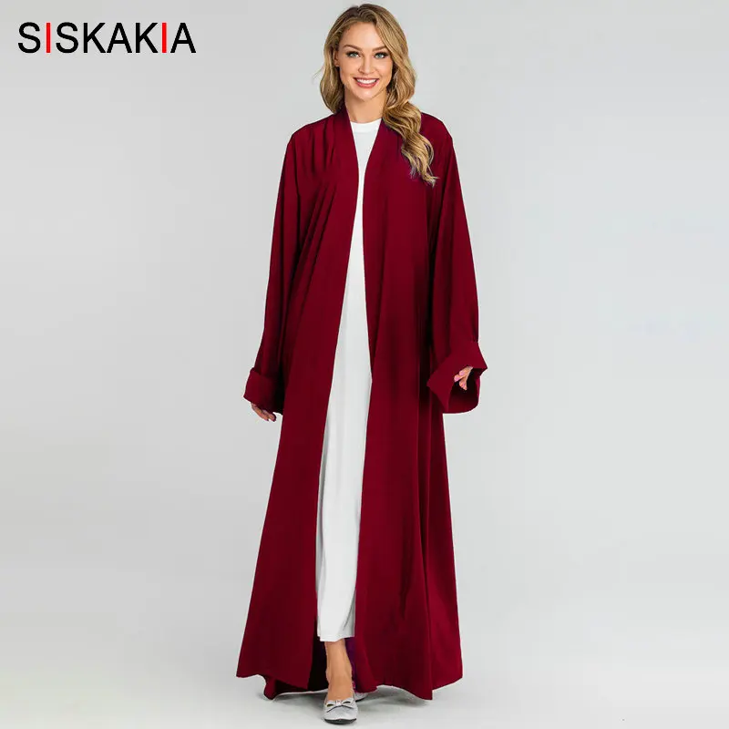 Siskakia мусульманская женская одежда abaya Brief solid casual Muslimah Jubah 7 цветов мусульманская Дубайская одежда с тонким поясом новое поступление