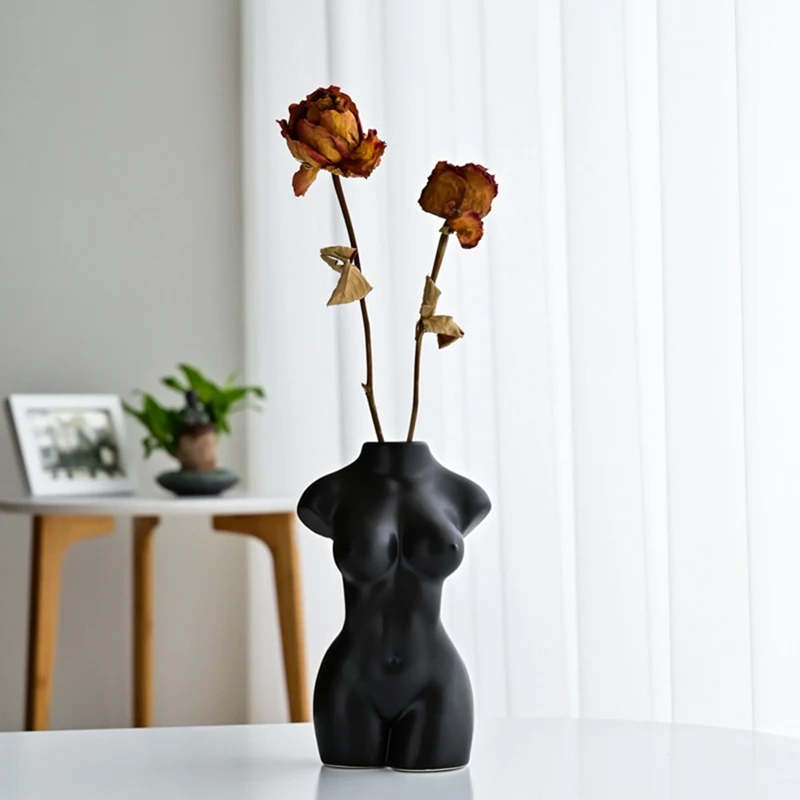 Ceramic Vase Home Decoration Art Body Ornament Flower Arrangement Creative Design Nude Female Sculpture Vase Hobby