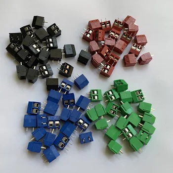 

100PCS/LOT kf301-2p splice, screw type PCB spacing 5.0 terminal, copper foot KF301 red, green, black, blue
