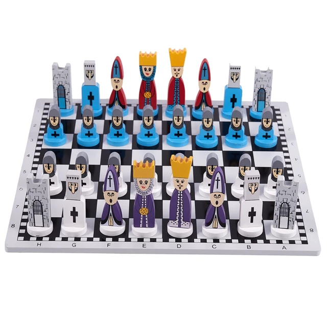 Buy Online Best Quality Wooden Chess Children's Gifts Cartoon Modeling Chess Toys