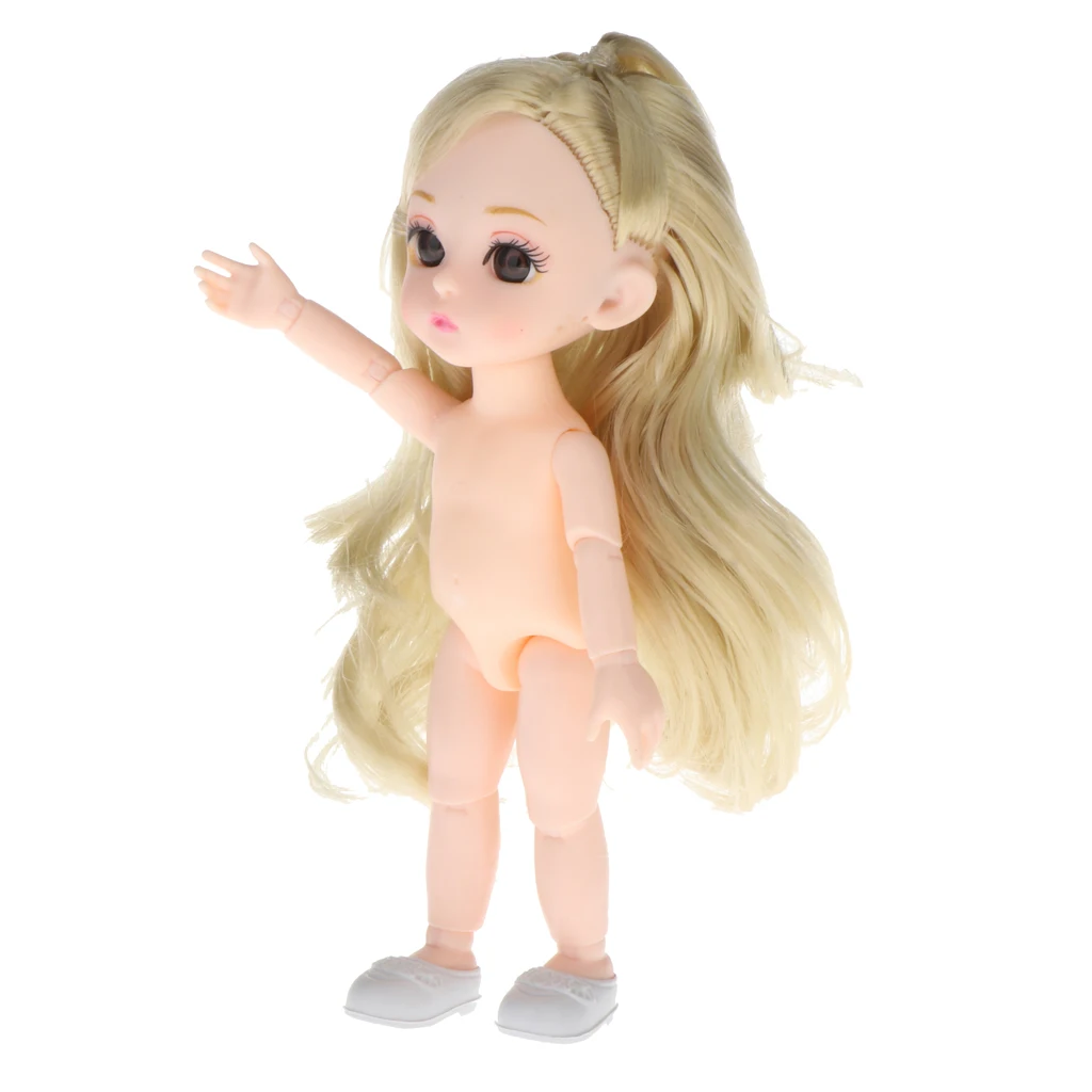 Lovely 13 Moveable Ball Joints 1/12 BJD Mini Girl Doll 3D Eyes DIY Supplies Birthday Gift  Pink Yellow Silver Hair Dolls Toy