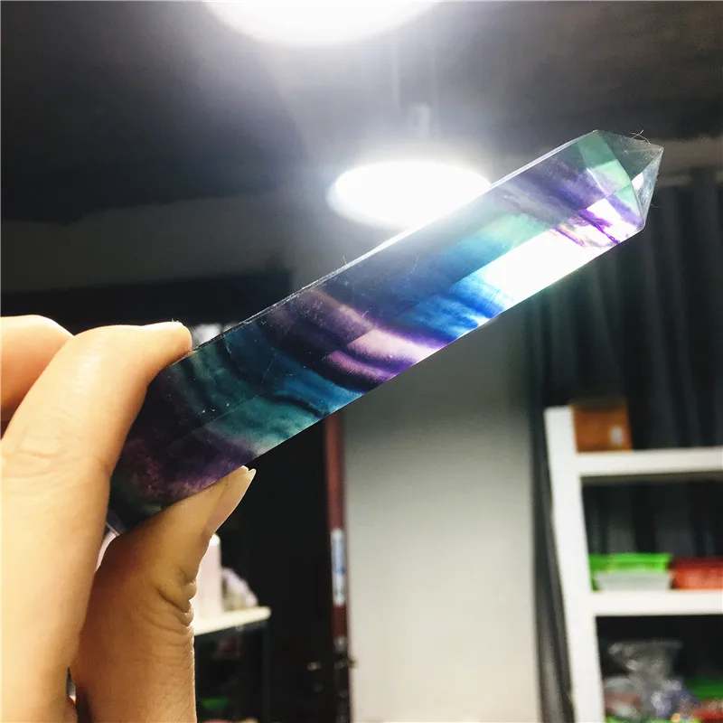Natural Colorful Crystal tower Rainbow Fluorite Point Hexagonal Pyramid Quartz Wand Energy Ornament Diy Gift 6
