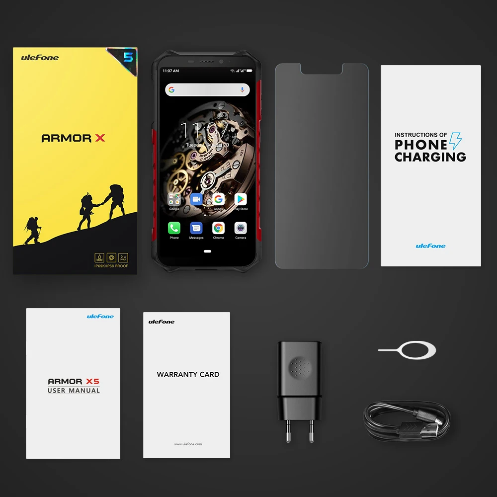 Ulefone Armor X5 IP68 IP69K водонепроницаемые мобильные телефоны Android 9,0 5," MT6763 Octa-Core 3 ГБ+ 32 ГБ NFC Face ID смартфон
