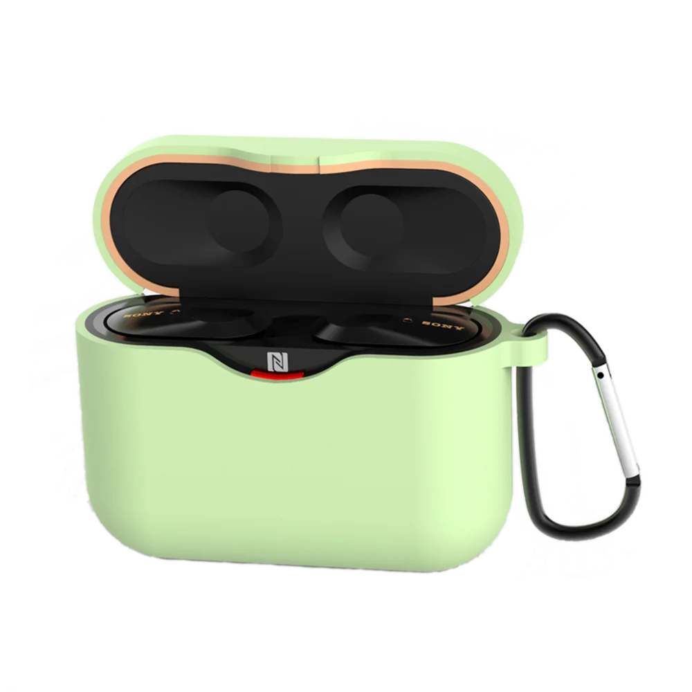 tea green Силиконовый наушник чехол для SONY WF-1000XM3 чехол для SONY WF 1000XM3 чехол с анти-потерянным крюком модные яркие цвета - Цвет: tea green