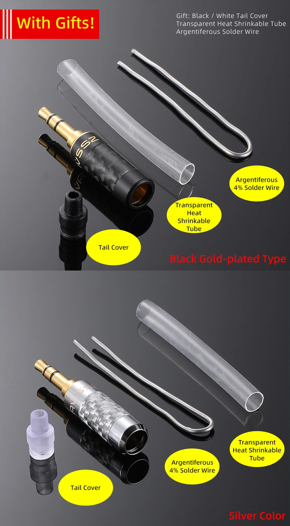 AVSSZ Carbon Fiber 3.5mm Jack Stereo Headphone Plug - Straight/Angle, 3/4/5 Poles, DIY Repair & Replacement (2.5mm, 4.4mm) Description Image.This Product Can Be Found With The Tag Names Computer Cables Connecting, Computer Peripherals, PC Hardware Cables Adapters, Straight angle plug