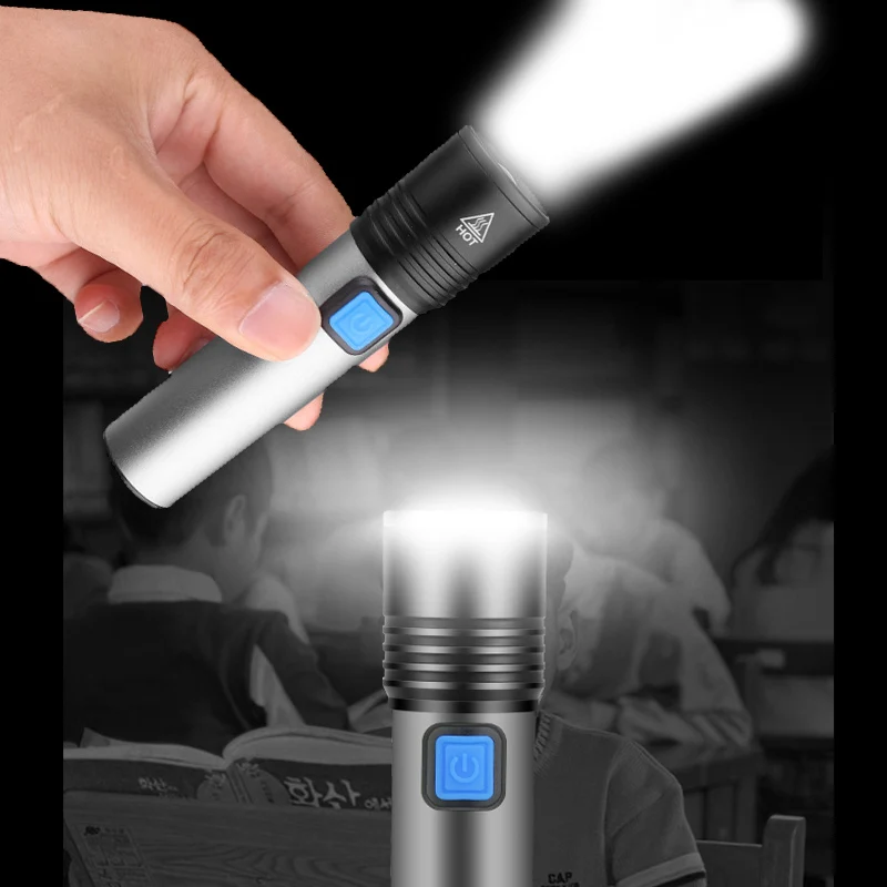 Встроенный аккумулятор светодиодный фонарик USB Rechargeabl портативный зум фонарик Фонарь T6 светодиодный фонарь Водонепроницаемый фонарик для кемпинга