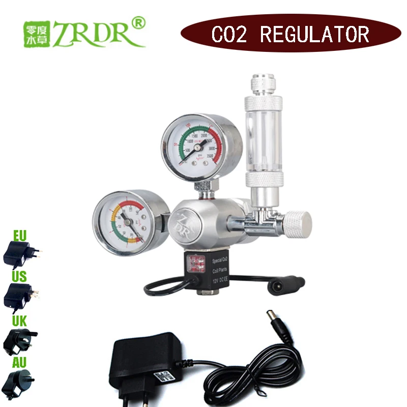 ZRDR Aquarium CO2 Regulator with Check Valve Bubble Counter magneticSolenoidValveAquarium Carbon dioxide pressure-reducing val