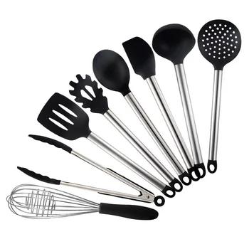 

Stainless Steel Handle Silicone Kitchenware 8 Piece Set Silicone Spatula Scraper Baking Set Cooking Tools Kitchen Appliances