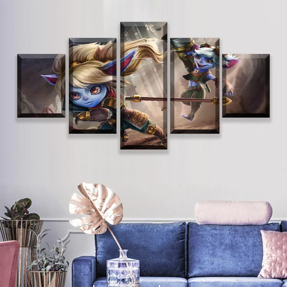 

Modern Type Style Home Decorative Wall Artwork 5 Piece Game League of Legends Poppy Poster On Canvas Printing Modular Pictures