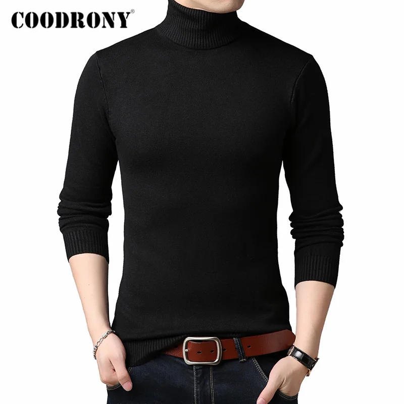 Cena COODRONY marka sweter z golfem mężczyźni klasyczne Casual Pull Homme 2019 zima grube ciepłe swetry z miękkiej dzianiny mężczyzn C1009