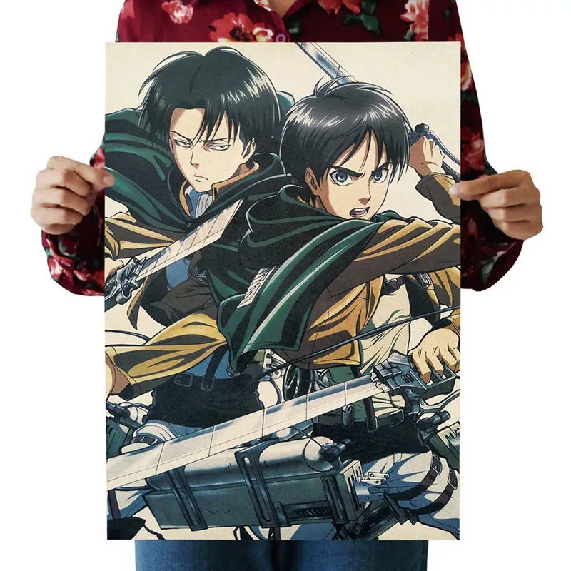 Attack on Titan B Style Poster Japanese Cartoon Comic Kraft Paper Wall Stickers Home Decor Painting 51.5x36cm | Дом и сад