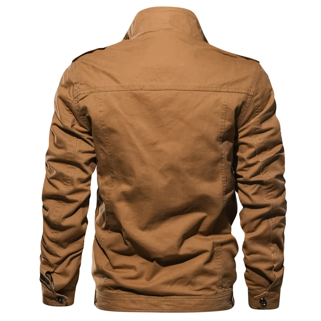 Autumn Winter Men's jacket куртка мужская кожаная jaqueta de couro Vintage Turn-down Long Sleeve Zipper Leather Jacket Coat#3