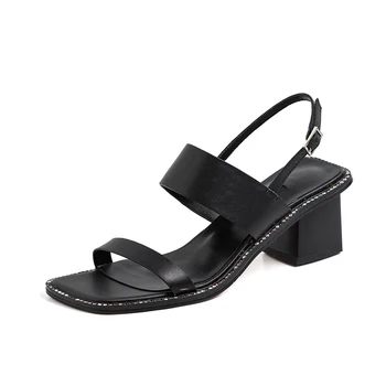 

2020 New Summer Women Sandals High Quality Genuine Leather Shoes Woman High Heel Sandals Females Fashion Shoes Sandals