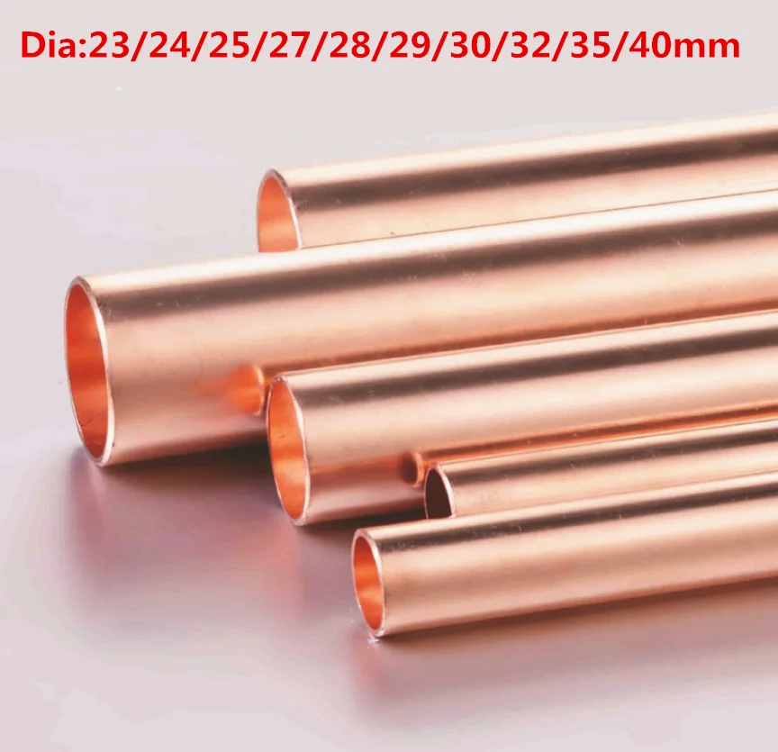 Tubos de Cobre Vermelhos 24 25 27 28 29 30 32 35 40 mm od 250 mm 500 mm Comprimento Oco Tubo Reto para Artesanato Faça Você Mesmo Industrial