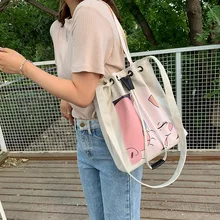 INS/Милая Холщовая Сумка для девочек с героями мультфильмов; женская сумка; Новинка года; модная сумка на плечо; модная школьная сумка