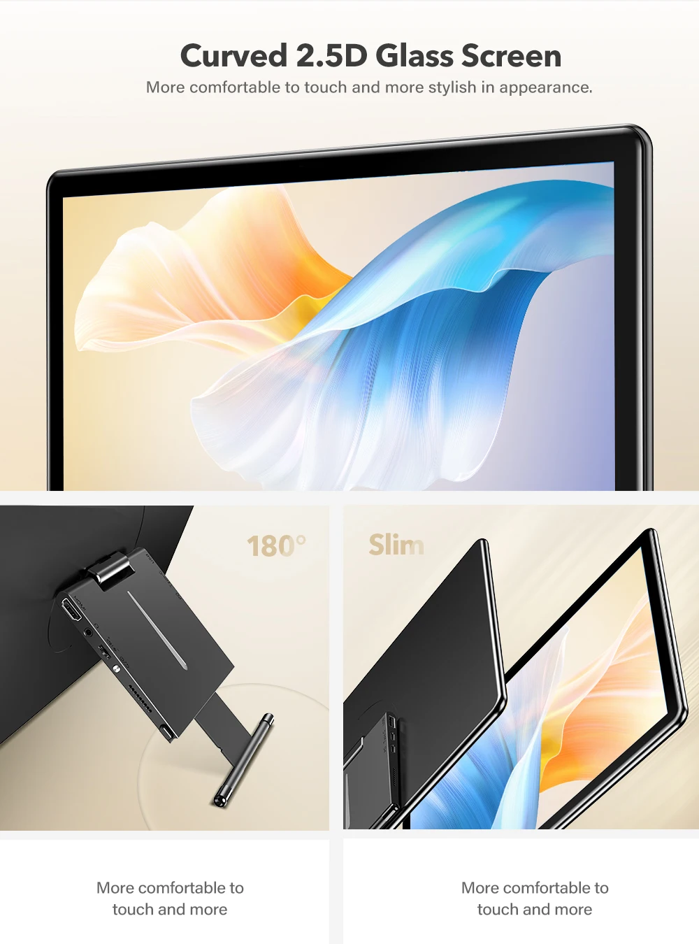 Eviciv-y 15.6 ġ ޴  ġũ ÷ 5 Ʈ Ƽ ġ IPS г, 1920x1080 Ǯ HDR ̽ Ʈ ĵ