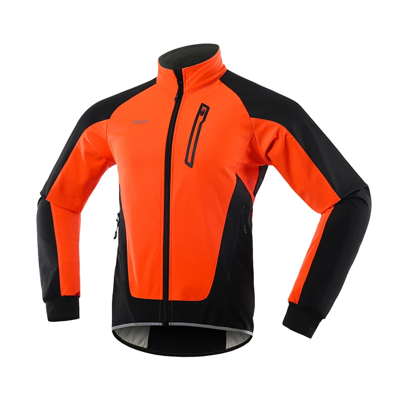 ARSUXEO зимняя флисовая велосипедная куртка Мужская ветрозащитная Водонепроницаемая велосипедная Джерси велосипедная мягкая оболочка пальто MTB Одежда Светоотражающая 20B - Цвет: orange