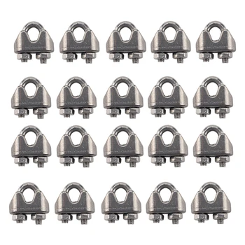 

20Pcs High Quality 304 Stainless Steel Wire Rope Chuck Clamp U Type Steel Wire Clip Chuck Cable Bolts Rigging