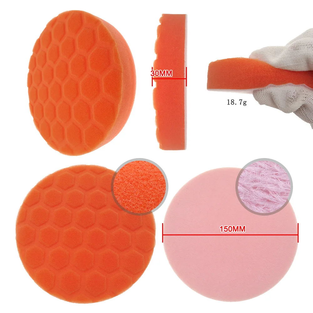 6 inch 5 color polishing sponge set self-adhesive polishing sponge car piano musical instrument paint waxing sponge