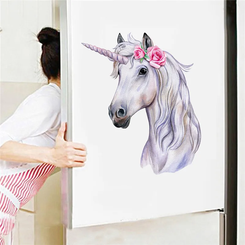 

1PC Kitchen Refrigerator Door Decal Beautiful Unicorn Toilet Wall Sticker For Living Room Bedroom Bathroom Home Decor 30*30cm