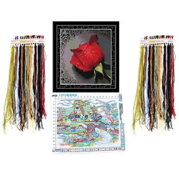 

Needlework,DIY DMC Cross Needle for Embroidery Kits,Scenery Clock & 14CT Rose with Dew Pattern Cross-Stitching 21x22cm