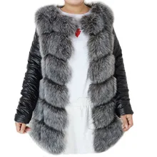 

2020 Winter Warm Fur Coat Fox Fur Faux Fur Thick Warm Imitation Sables New Fashion Fur Vest Women's Splicing Middle Long Coat