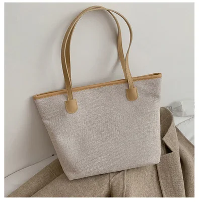 AKhaki Mara's Dream New Solid Color Large Capacity Bag Female Fashion Wild Single Shoulder Color Ladies Canvas Handbag - Цвет: AKhaki