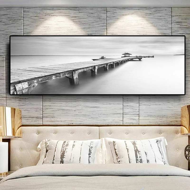 Черно-белый мост, пейзаж, плакаты и принты, холщовая живопись, средиземноморский скандинавский настенный художественный Рисунок для гостиной