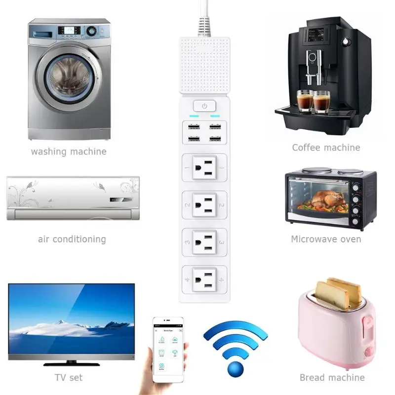 Smart Wifi power Strip несколько 4 USB порта приложение Голосовое управление разъемы для зарядки один клик код поддержка Alexa Google IFTTT управление