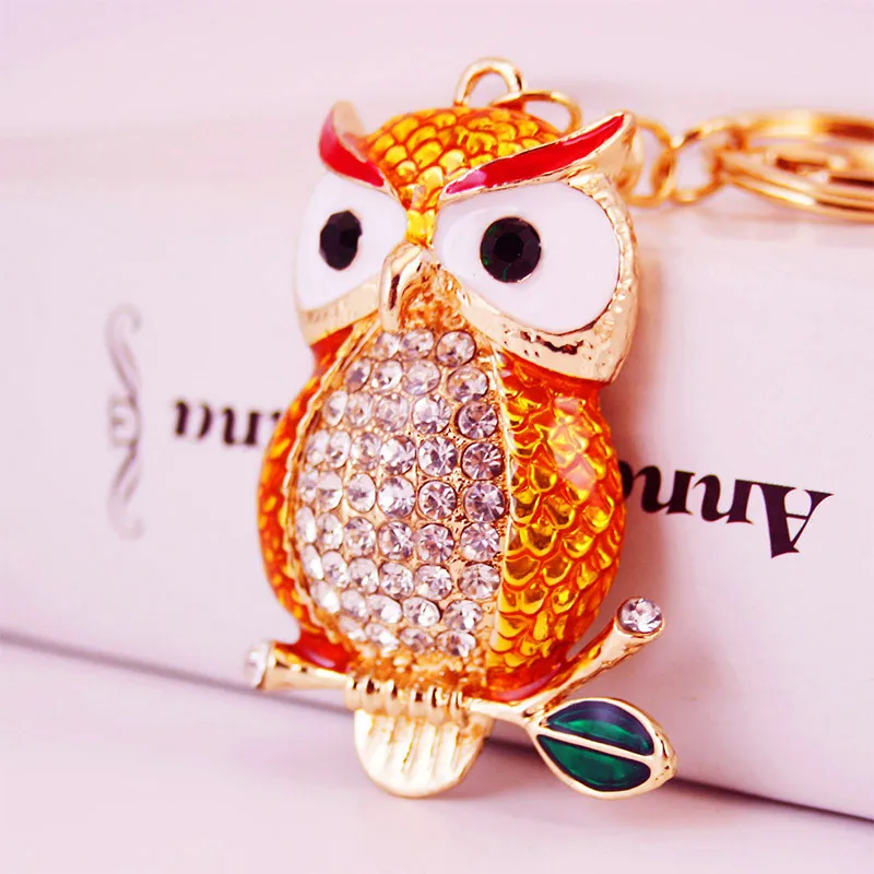 

Exquisite Cute Rhinestone Owl Pendant Keychain Purse Bag Buckle For Car Party Gift Key Ring Jewelry Gifts