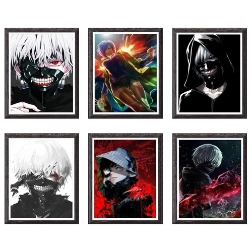 Tokyo Ghoul Ken Kaneki Kirishima Anime Painting Wall Picture Decor Canvas Artwork Japan Style Painting Poster Gift For Kids Painting Calligraphy Aliexpress