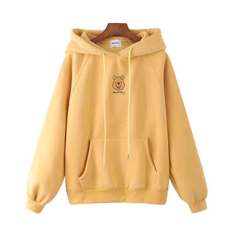 fluffy hoodies womens cute cartoon graphic print christmas clothes hood sweatshirt friends gift girl printed harajuku streetwear - Цвет: Цвет: желтый