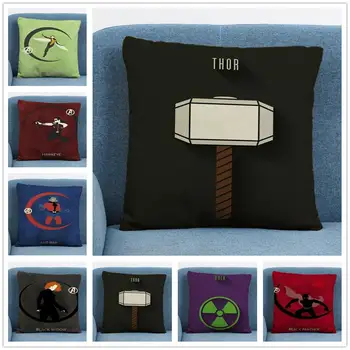 

Cute Big Head Marvel Superhero Cartoon 45X45cm Linen Cushion Cover Pillow Case for Home Sofa Car Decor Pillowcase