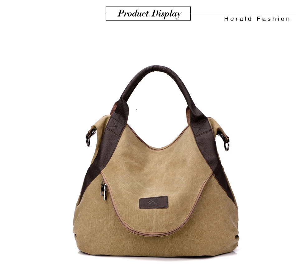 Herald модная повседневная сумка с большим карманом, женская сумка через плечо, сумки через плечо, холщовые кожаные вместительные сумки для женщин