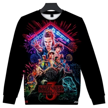 

2019 New Stranger Things Round Neck Sweatshirt Men Polyester Slim Fashion O collar Sweatshirt Hot Harajuku Streetwear